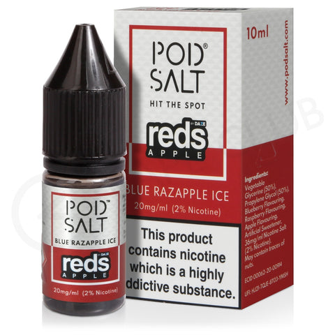 Reds Apple Blue Razapple Ice Nic Salt 10ml by Pod Salt - Vapemansionleigh 